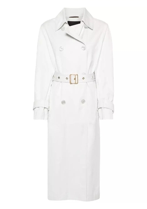Moorer twill double-breasted trench coat - White
