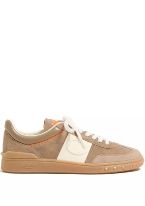 Valentino Garavani Upvillage Low Top Trainer In Split Leather And Calfskin Nappa Leather - Brown