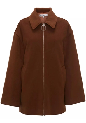 JW Anderson logo-appliqué short coat - Brown