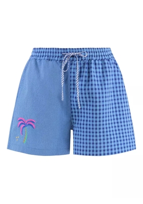 SUSANNA BLU checked embroidered-motif shorts - Blue