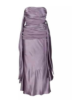 Christopher Esber draped-waist silk midi dress - Purple
