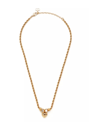 Christian Dior Pre-Owned rhinestone heart necklace - Gold