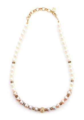 Christian Dior Pre-Owned faux-pearl rhinestone necklace - Gold