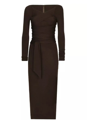 Dolce & Gabbana wraparound wool midi dress - Brown