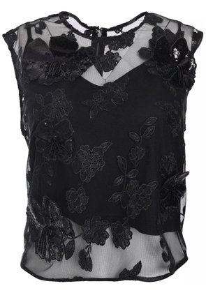 ROTATE BIRGER CHRISTENSEN mesh flower top - Black