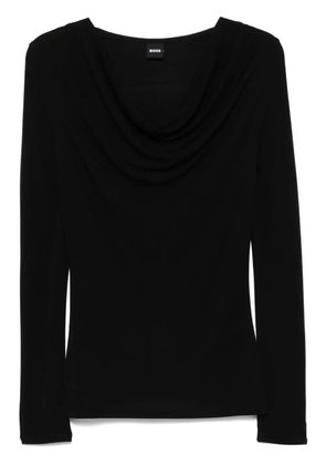 BOSS cowl-neck crepe top - Black