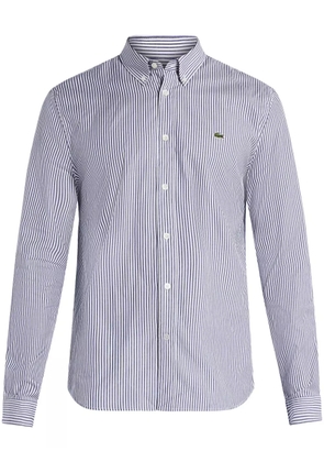 Lacoste logo-patch striped cotton shirt - White