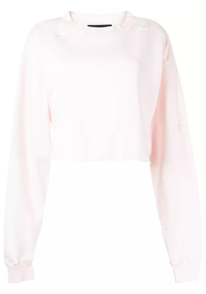 La Detresse distressed cropped sweatshirt - Pink