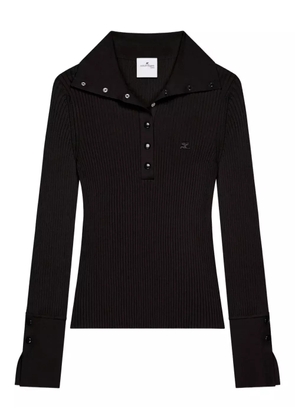 Courrèges ribbed polo top - Black
