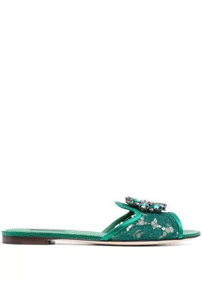 Dolce & Gabbana Rainbow Lace brooch-detail sandals - Green