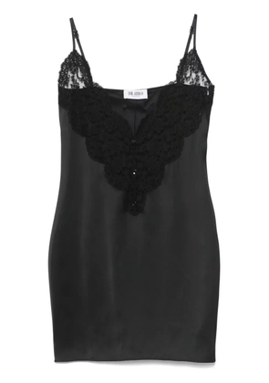 The Attico lace-panel mini dress - Black