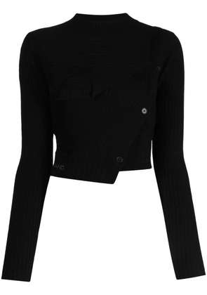 Feng Chen Wang asymmetric ribbed-knit jumper - Black