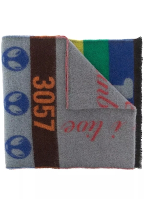 Walter Van Beirendonck graphic-print wool scarf - Grey
