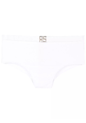 Amir Slama textured logo-plaque swimming trunks - White