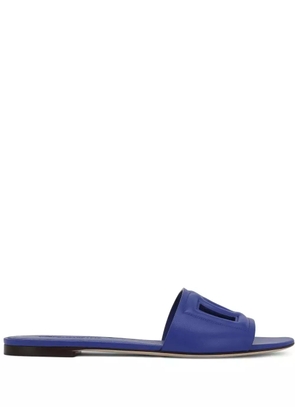 Dolce & Gabbana DG Logo leather slides - Blue