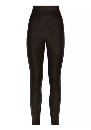 Dolce & Gabbana logo-waistband satin leggings - Brown
