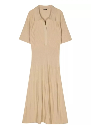 JOSEPH split-neck wool midi dress - Neutrals