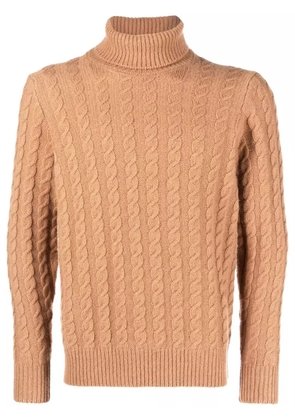 Zanone cable-knit roll-neck jumper - Brown