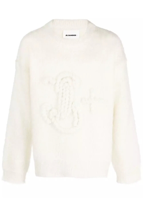Jil Sander monogram-embroidered mohair-blend jumper - Neutrals