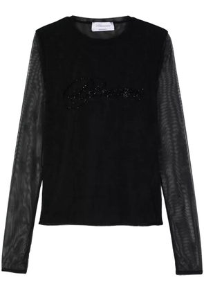 Blumarine rhinestone-logo T-shirt - Black