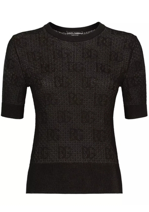 Dolce & Gabbana monogram-jacquard round-neck top - Black