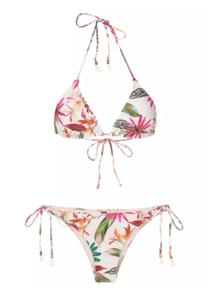 Lygia & Nanny Maya botanical-print triangle bikini - White