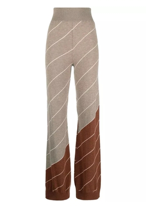 Stella McCartney diagonal-stripe wool flared trousers - Neutrals