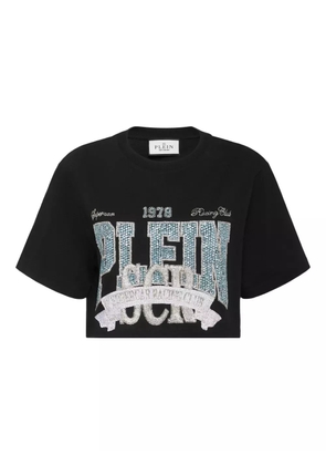Philipp Plein crystal-embellished cropped t-shirt - Black