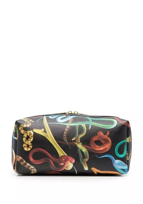 Seletti snake print wash bag - Black
