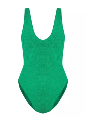 Hunza G Sadie crinkle V-neck swimsuit - Green