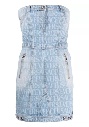 Versace Versace Allover denim minidress - Blue