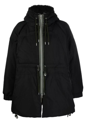 sacai padded zip-up parka - Black