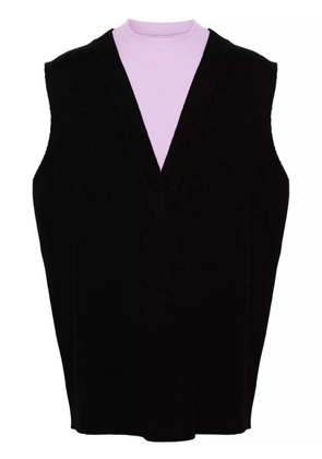 Jil Sander two-tone layered knitted vest - Black