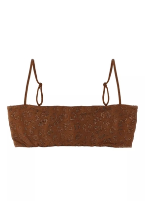 MC2 Saint Barth Athena rhinestone-leopard bikini top - Brown