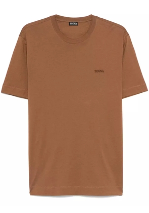 Zegna logo-embroidered T-shirt - Brown