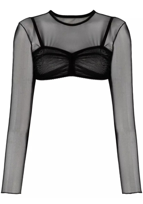 Ioana Ciolacu semi-sheer construction cropped top - Black