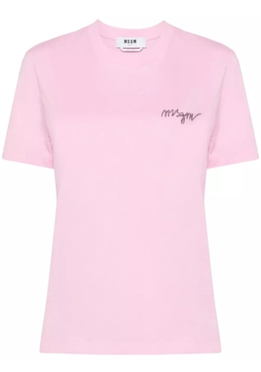 MSGM logo-embroidered cotton T-shirt - Pink