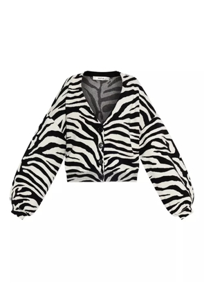 Gestuz zebra-print balloon-sleeve cardigan - BLACK BIRCH TIGER