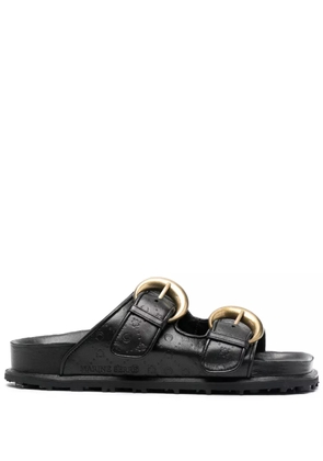 Marine Serre logo-debossed leather sandals - Black