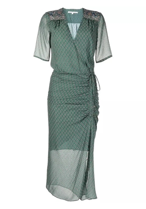 Veronica Beard patterned short-sleeved silk maxi dress - Green