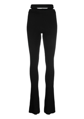 ANDREĀDAMO ribbed-knit flared trousers - Black