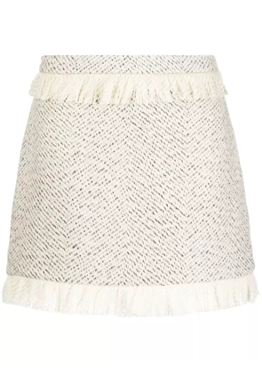 Kimhekim fringe-detail tweed mini skirt - Neutrals