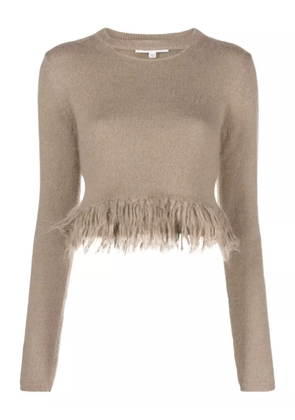 JW Anderson fringed-hem cropped jumper - Brown