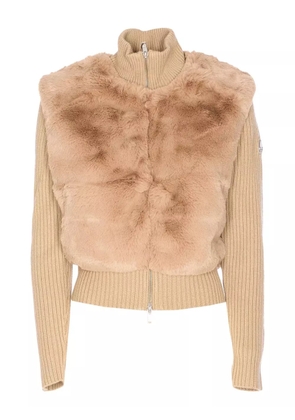 Moose Knuckles faux-fur ribbed-knit jacket - Neutrals