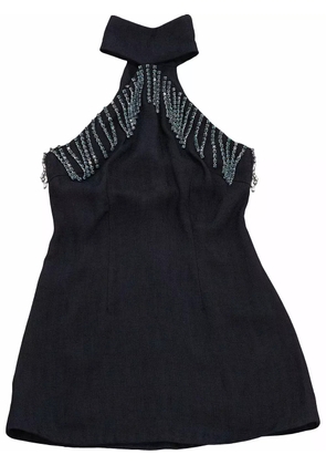 Christopher Kane crystal-trim halterneck dress - Blue