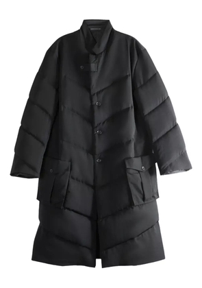 Yohji Yamamoto quilted diagonal-seam coat - Black