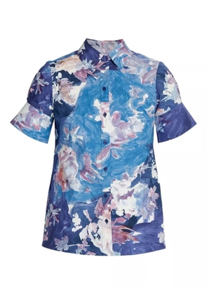 ERDEM floral-print short-sleeve shirt - Blue