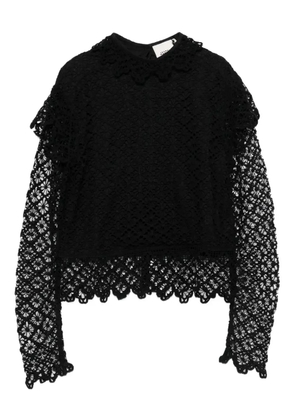 ISABEL MARANT Ludivine lace-trimmed ruffled top - Black