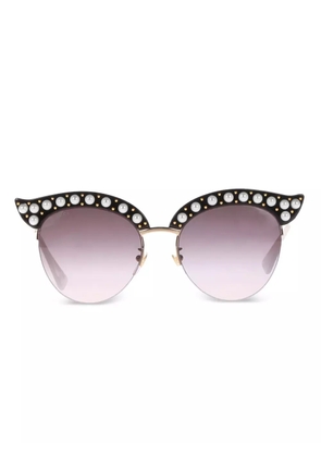 Gucci pearl-embellished cat-eye sunglasses - Black