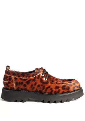 AMI Paris leopard-print lace-up platform shoes - Brown